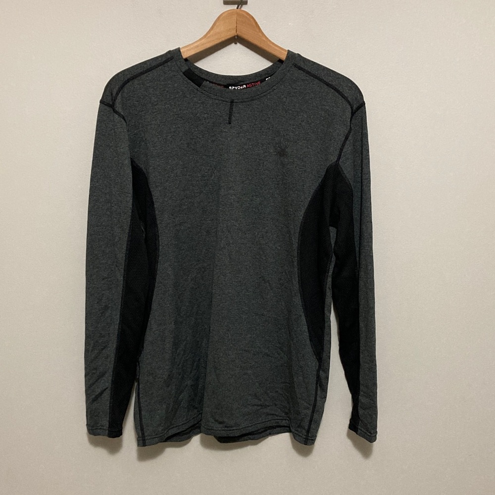 Spyder ProWeb Charcoal Gray and Black Long Sleeve Tee, Size Medium pullover
